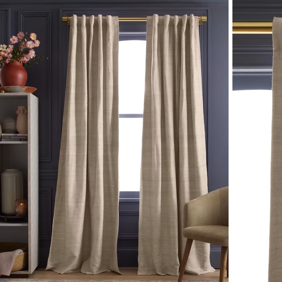 Quince Other - NWT QUINCE Set Of 2 48x108 Raw Silk Room Darkening Curtains Sand 4391